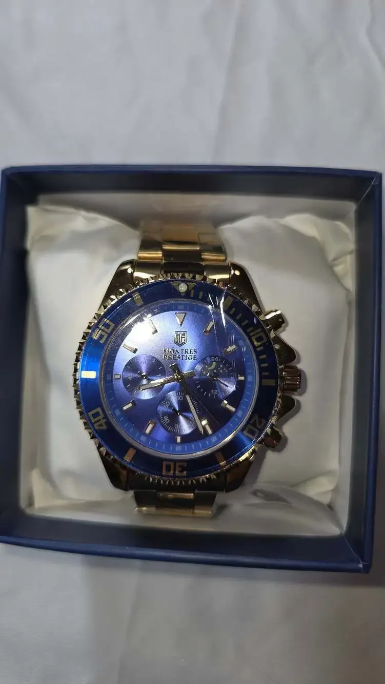Montres Prestige MPW-0093 Gold Tone Stainless Steel Watch Blue Dial